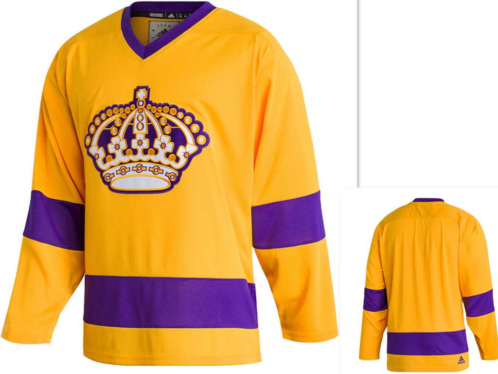 Mens Los Angeles Kings Custom Yellow Adidas Jersey